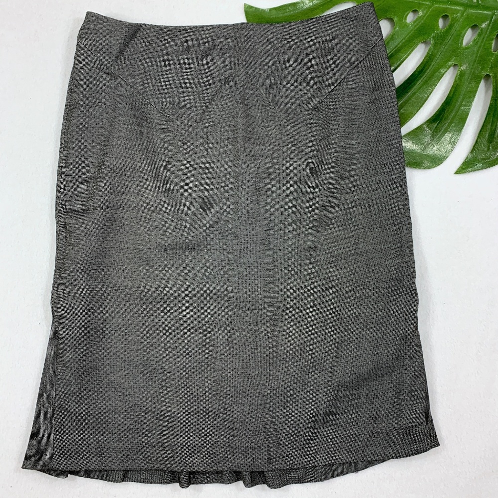 Ann Taylor Black Heathered Ruffle Pencil Skirt